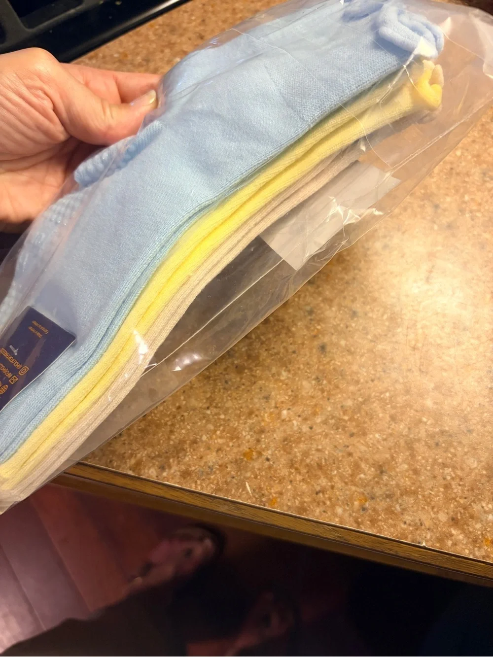 Hold For Three Pilates Ankle Socks - Pastel Blue, Yellow & Cream,  NWT